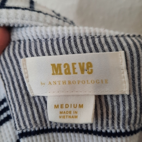 Anthropologie Maeve Black & White Eliza Baby Doll Henley Top M - Picture 5 of 7